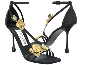 Satin Sandals with Metal Flowers 3D Model