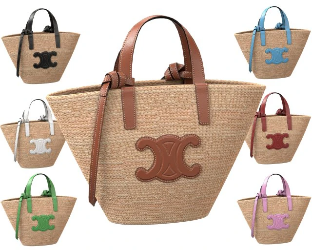 Triomphe Classic Pannier Basket Bag in Raffia 3D Model .c4d .max .obj .3ds .fbx .stl .blend 