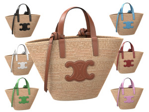 Triomphe Classic Pannier Basket Bag in Raffia 3D Модель
