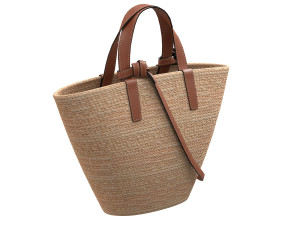 Triomphe Classic Pannier Basket Bag in Raffia 3D Model