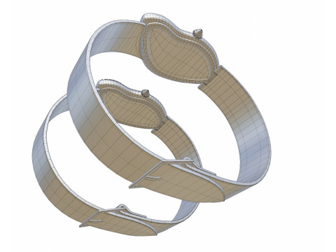 Gold Silver Leather Watch With Diamonds Model 3D