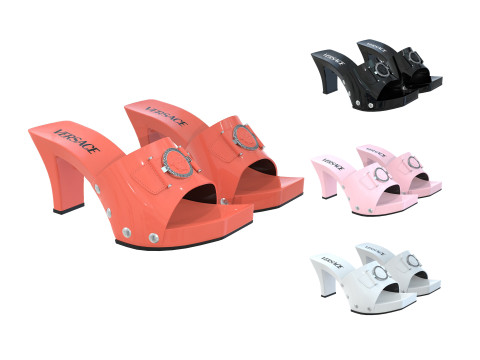 Medusa Buckle Patent Clogs Shoes 3D Модель