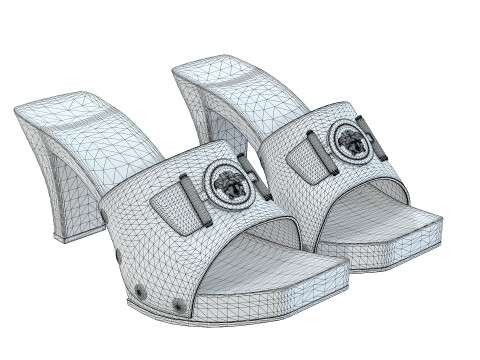 Medusa Buckle Patent Clogs Shoes 3Dモデル
