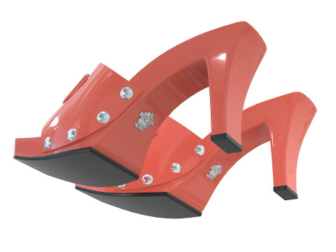 Medusa Buckle Patent Clogs Shoes 3Dモデル