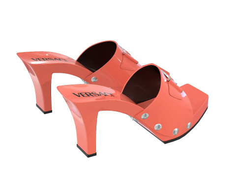 Medusa Buckle Patent Clogs Shoes 3Dモデル