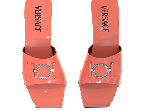 Medusa Buckle Patent Clogs Shoes 3Dモデル