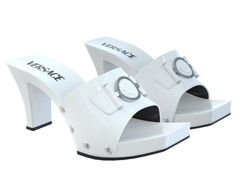 Medusa Buckle Patent Clogs Shoes 3Dモデル