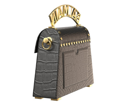 B-Buzz Dynasty Small Bag Black Crocodile Model 3D