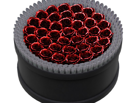 Rose Gift Box with Dollars 3Dモデル