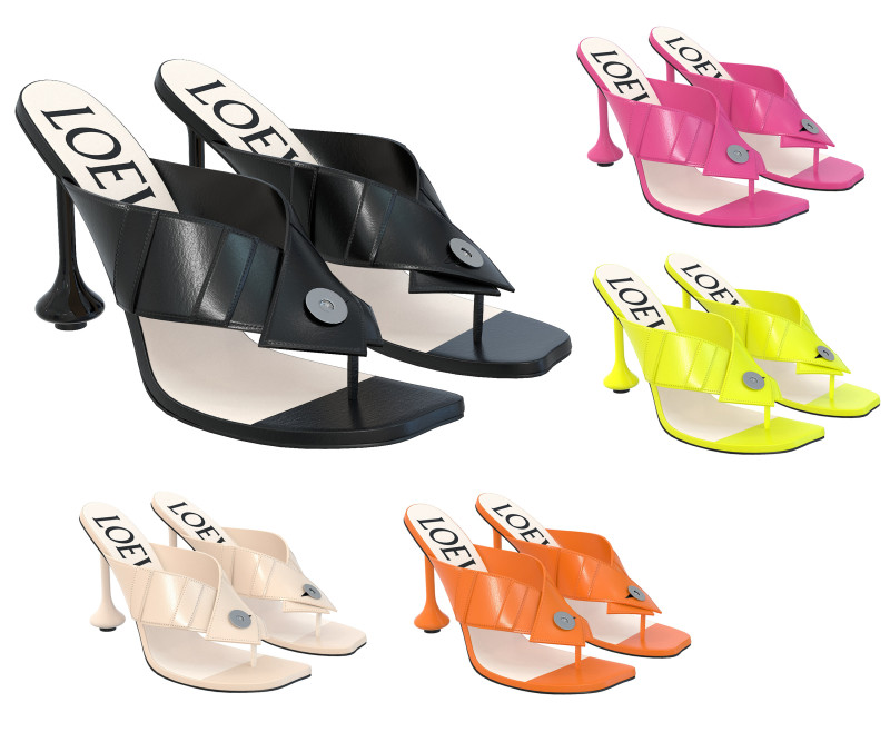 Heel Sandal in Lambskin 3D-Modell .c4d .max .obj .3ds .fbx .stl .blend