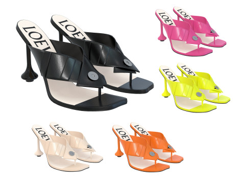 Heel Sandal in Lambskin Model 3D