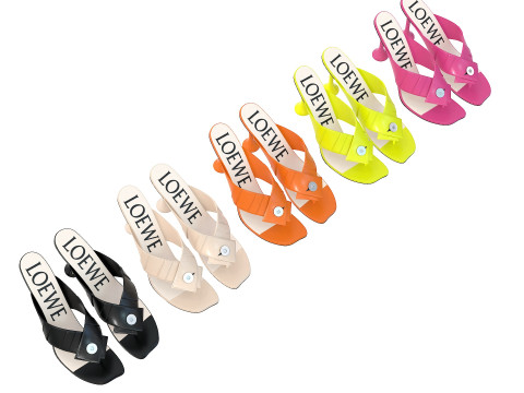 Heel Sandal in Lambskin 3D-Modell