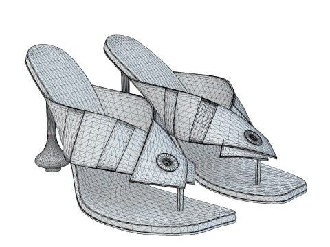 Heel Sandal in Lambskin 3D-Modell