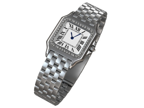 Watch Panthere Diamont Gold Silver Modelo 3D