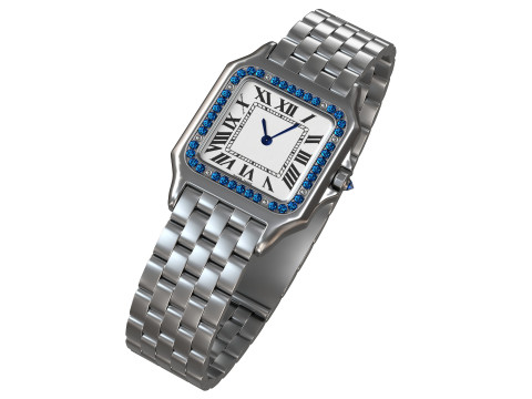 Watch Panthere Diamont Gold Silver Modelo 3D