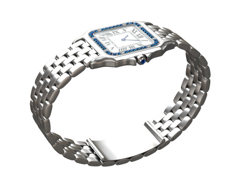 Watch Panthere Diamont Gold Silver Modelo 3D