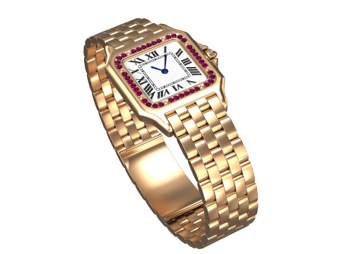 Watch Panthere Diamont Gold Silver Modelo 3D