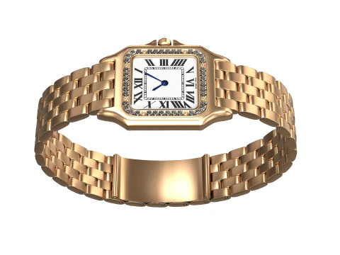 Watch Panthere Diamont Gold Silver 3D Model