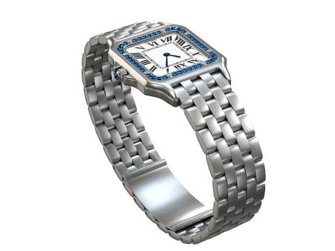 Watch Panthere Diamont Gold Silver 3D Model