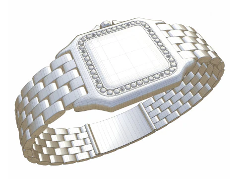 Watch Panthere Diamont Gold Silver 3D Model