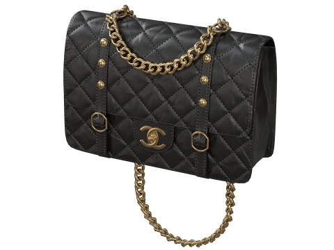 Vintage Flap Bag Aged Calfskin Black 3D Model