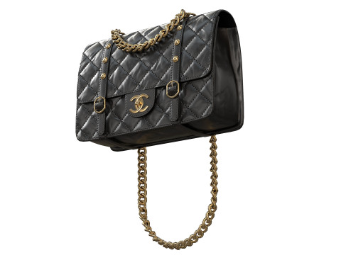 Vintage Flap Bag Aged Calfskin Black 3D Modell in Kleidung 3DExport