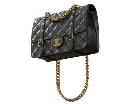 Vintage Flap Bag Aged Calfskin Black 3D Model