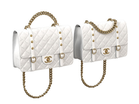 Vintage Flap Bag Aged Calfskin White 3D Модель