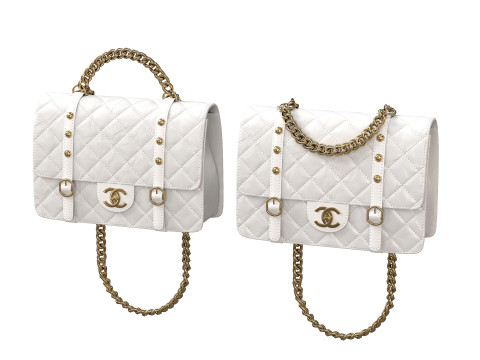 Vintage Flap Bag Aged Calfskin White 3D Model