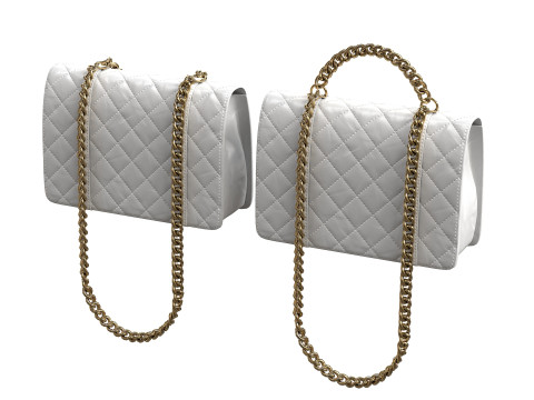 Vintage Flap Bag Aged Calfskin White 3D Model