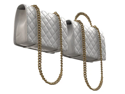 Vintage Flap Bag Aged Calfskin White 3D Model
