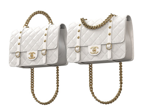 Vintage Flap Bag Aged Calfskin White 3D Model