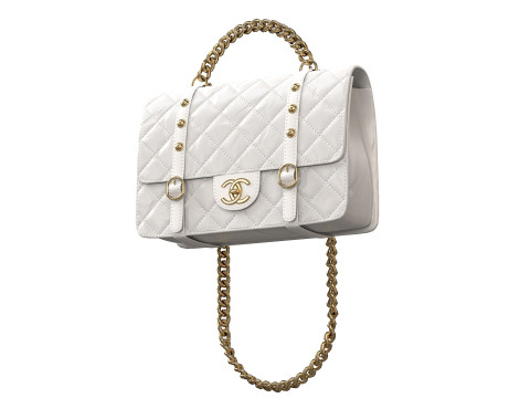 Vintage Flap Bag Aged Calfskin White 3D Model
