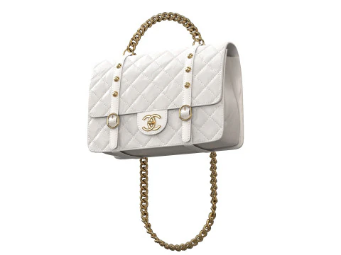 Vintage Flap Bag Aged Calfskin White 3D Model