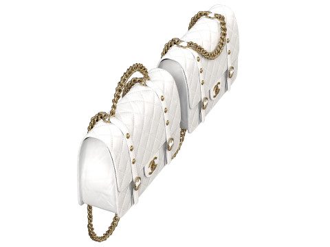 Vintage Flap Bag Aged Calfskin White 3D Model