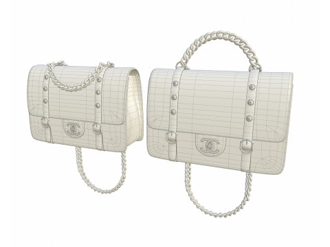 Vintage Flap Bag Aged Calfskin White 3D Model