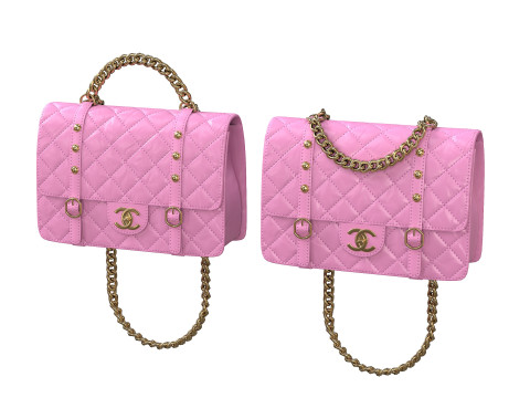 Vintage Flap Bag Aged Calfskin Pink 3D Модель