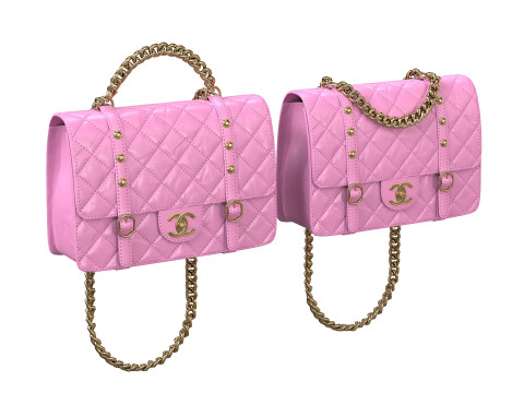 Vintage Flap Bag Aged Calfskin Pink Modelo 3D