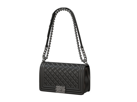 Chanel Boy Handbag Black Gold Leather 3D Model in Giyim 3DExport