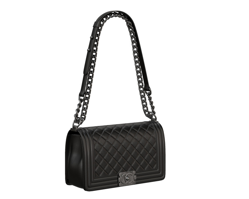 Chanel Boy Handbag Black Leather 3D Model in Giyim 3DExport