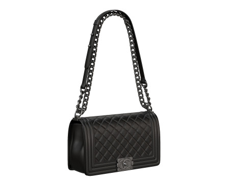 Boy Handbag Black Leather 3D Модель