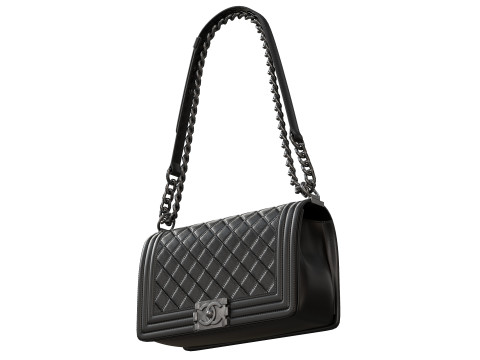 Boy Handbag Black Leather 3D Модель