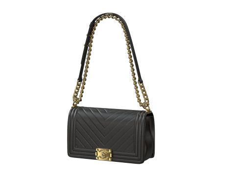 Boy Handbag Black Gold Leather Model 3D