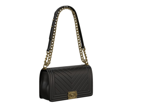 Boy Handbag Black Gold Leather Modello 3D