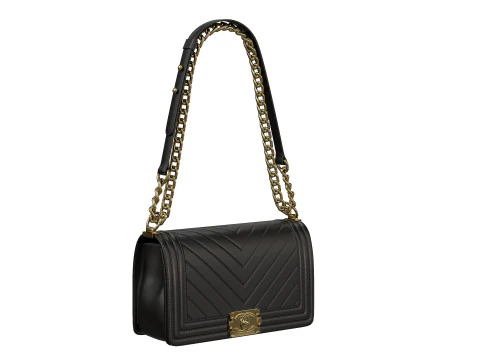 Boy Handbag Black Gold Leather 3D Model