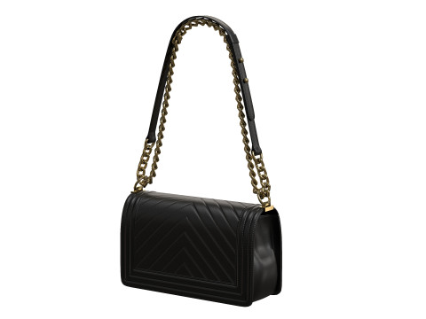 Boy Handbag Black Gold Leather Modello 3D