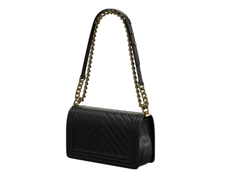 Boy Handbag Black Gold Leather 3D Model