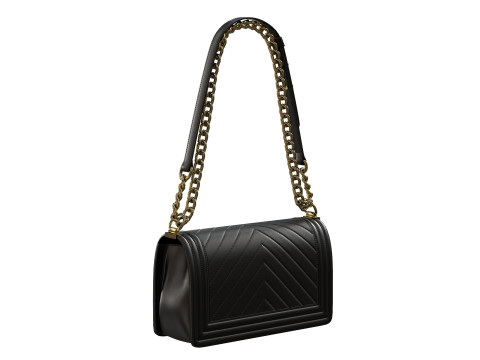 Boy Handbag Black Gold Leather Modello 3D