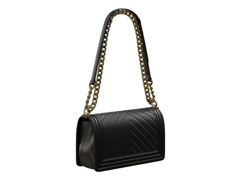 Boy Handbag Black Gold Leather 3D Model