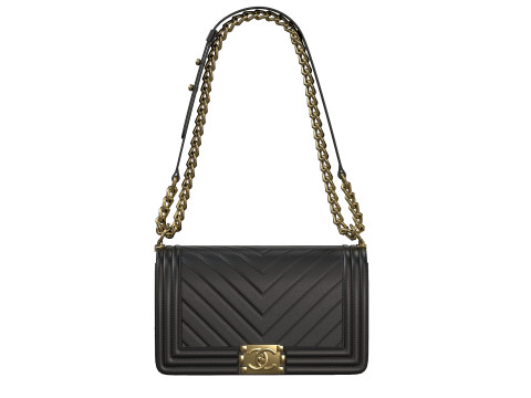 Boy Handbag Black Gold Leather Modello 3D